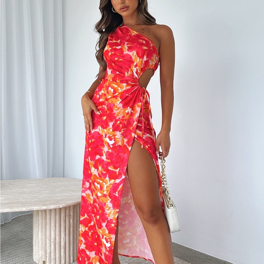 Full Of Charm Maxi Dress Hot Pink Floral